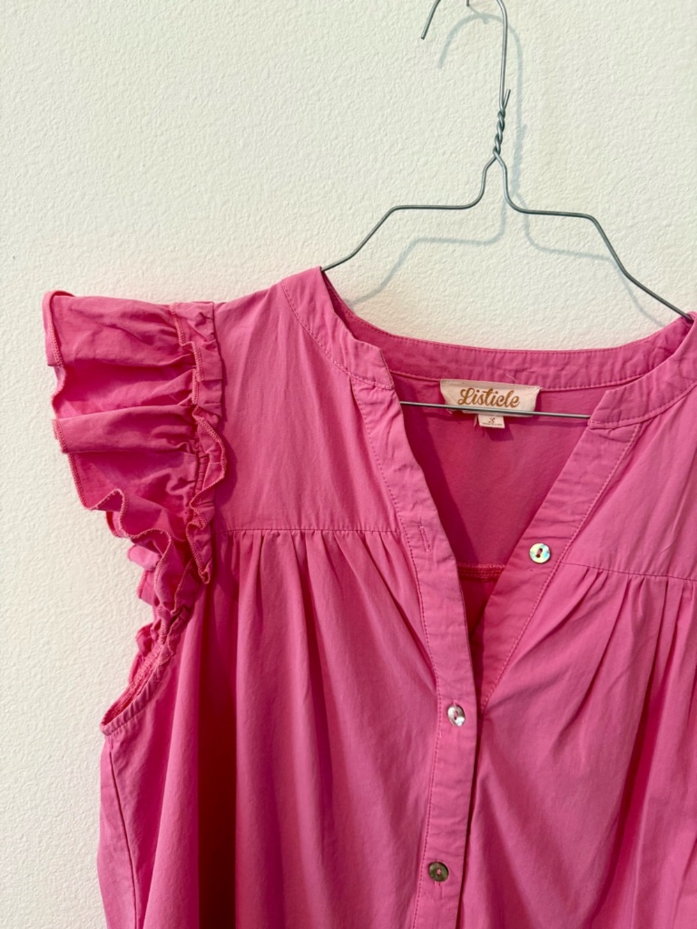 Listicle Pink Ruffled Button-Front Women’s Dress - Picture 2 of 2